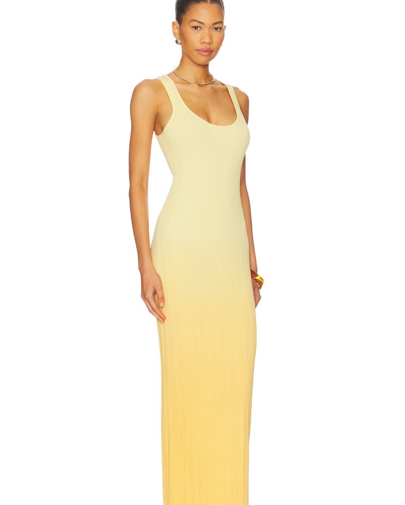 strapless open back dress Same Ruffle Hem Tank Mini Dress | Yellow Stripe