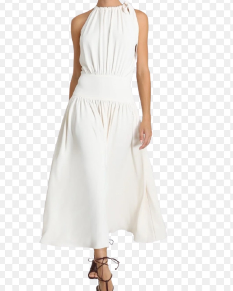 knee length dresses for ladies White Classic Boat Neck Sleeveless A-Line Midi Dress – Loveiss