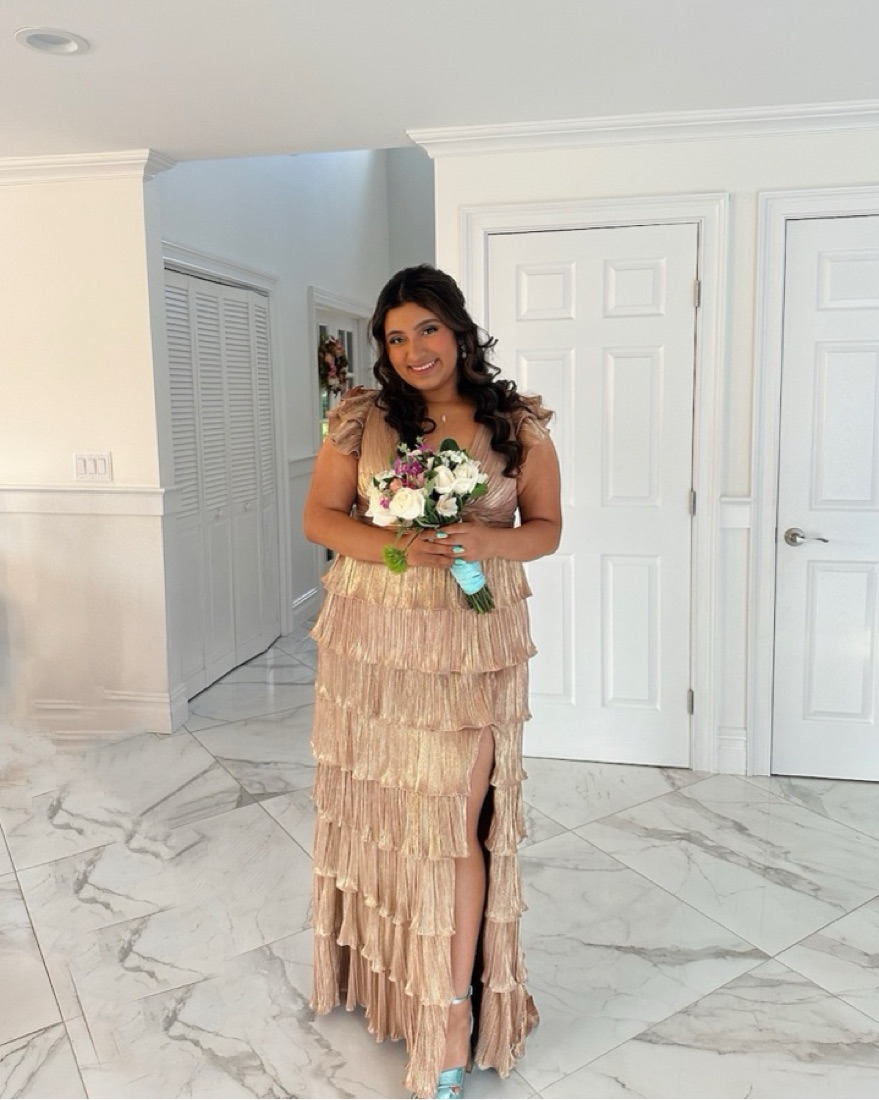 Mac Duggal Gold Ruffle Tiered Dress by Mac Duggal - Pickle