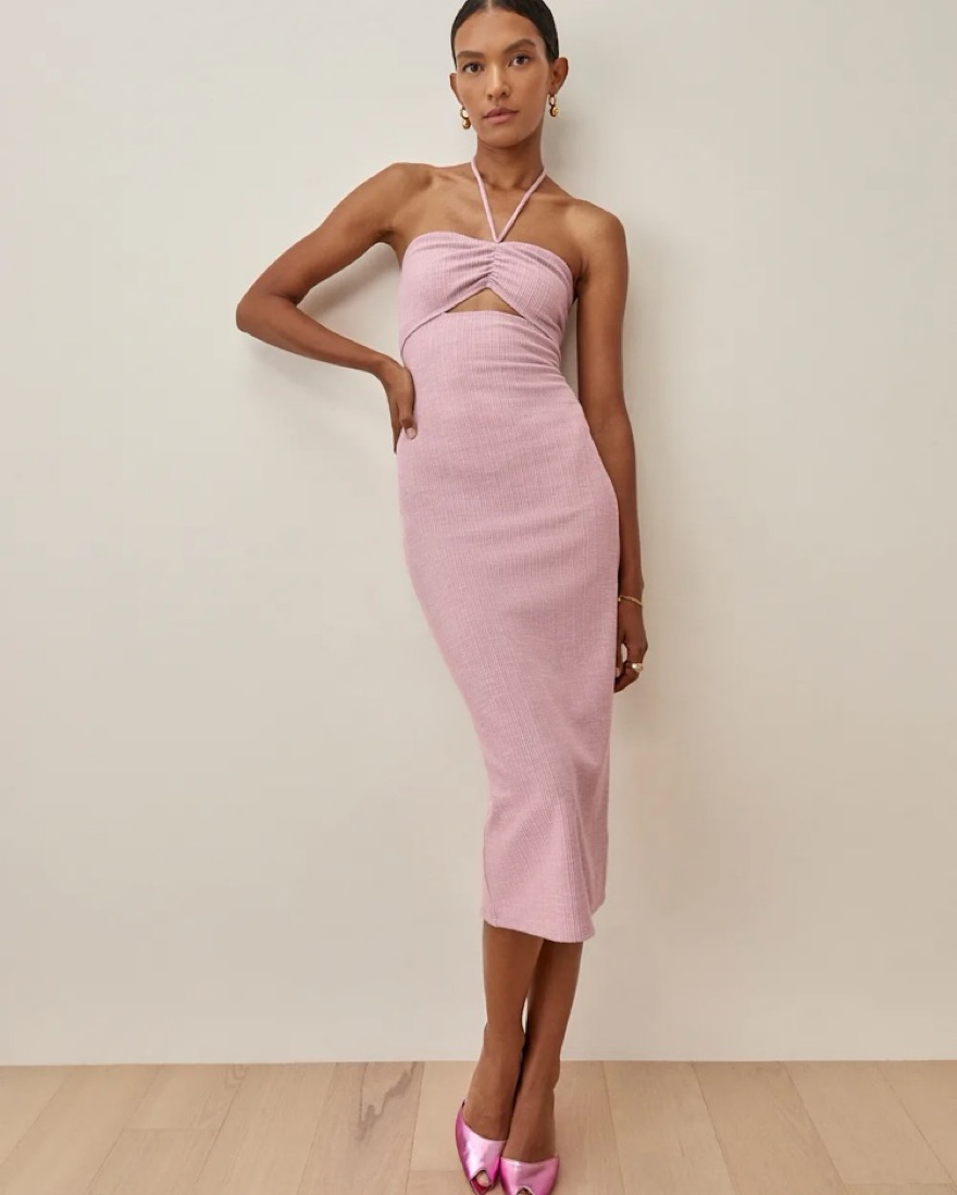 Reformation Navy Knit Midi Halter Dress by Reformation - Pickle