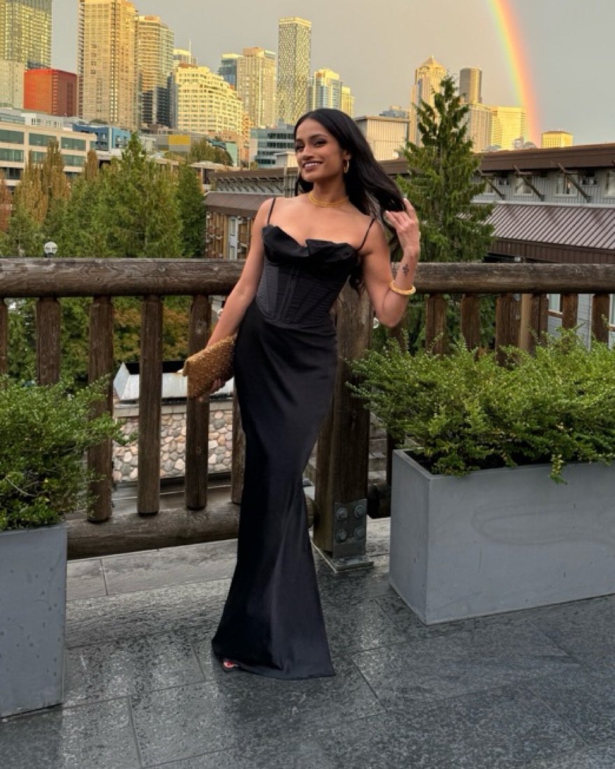 long sleeve strapless wedding dress Minimalist Wedding Gown Strapless A Line Satin Wedding Dress with High Slit AWD1995