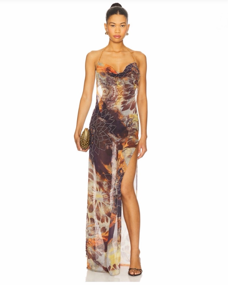 Jaded Londed Dahlia Cowl Beaded Dress by Jaded London/Revolve - Pickle