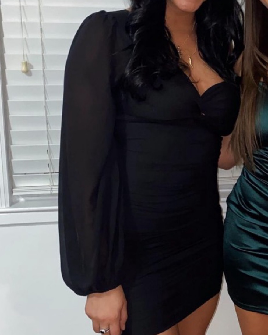 Black One Shoulder Mini Dress - Image 2