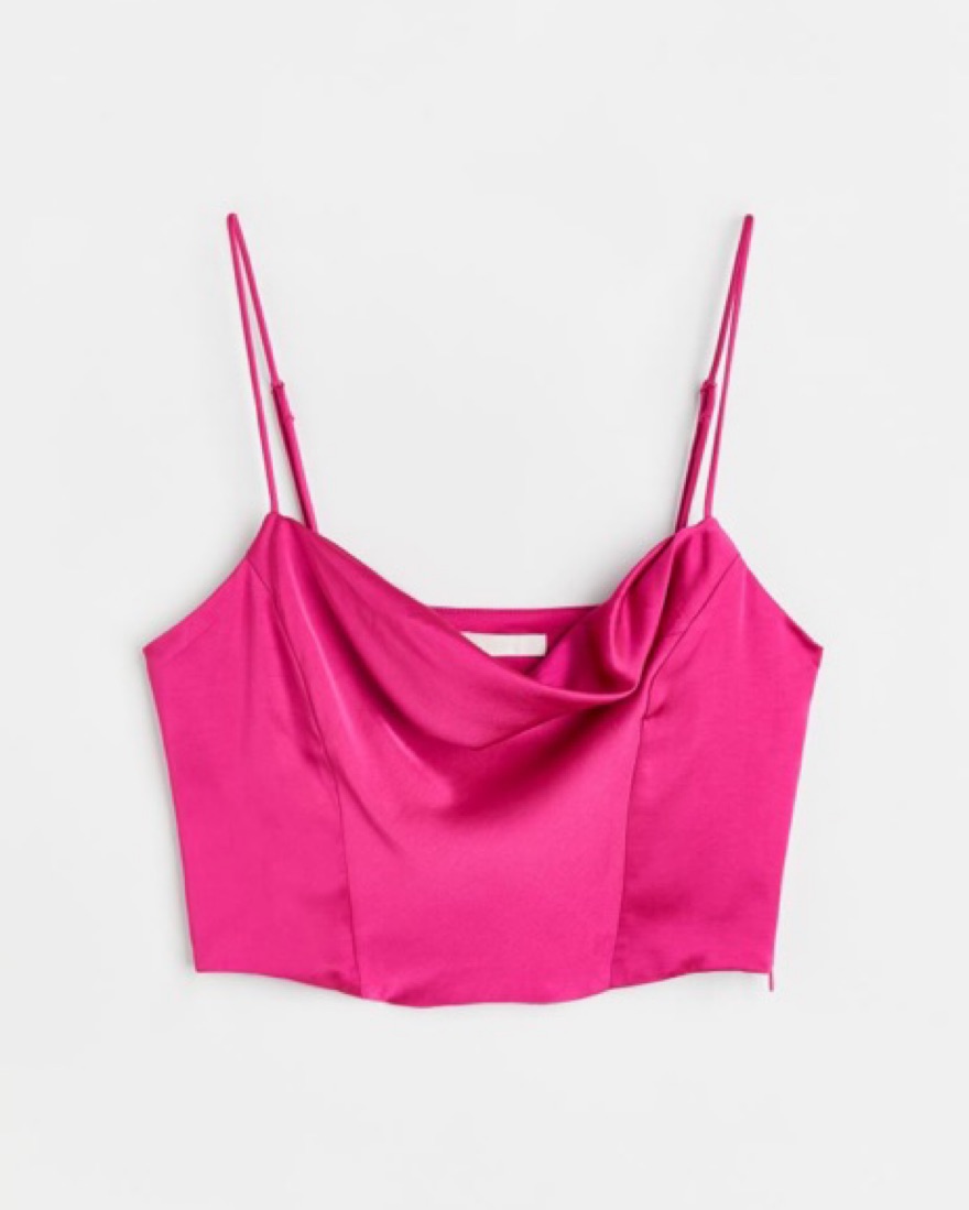 Pink Satin Crop Tank - Image 1