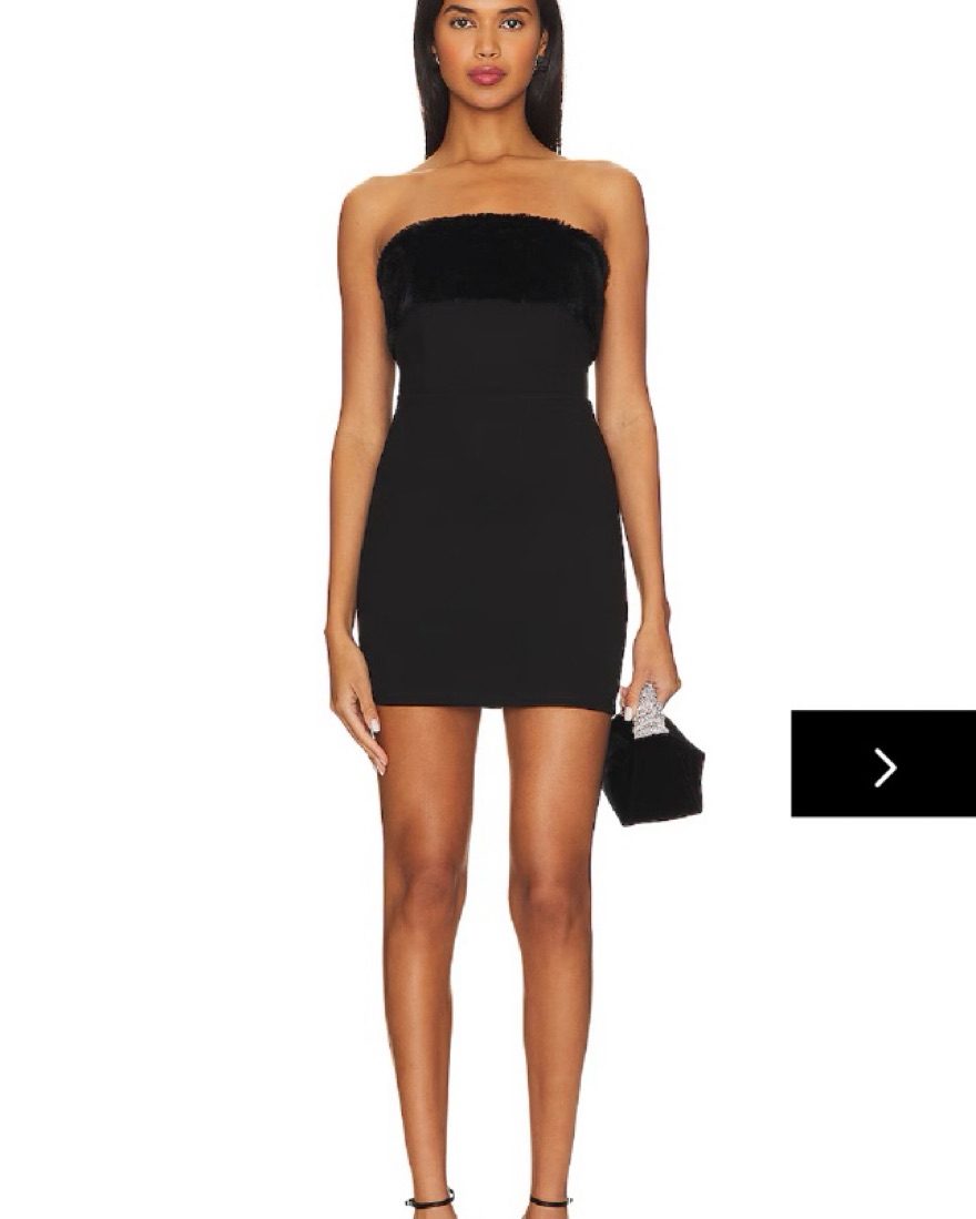 Superfown Fur Black Strapless Dress - Image 1