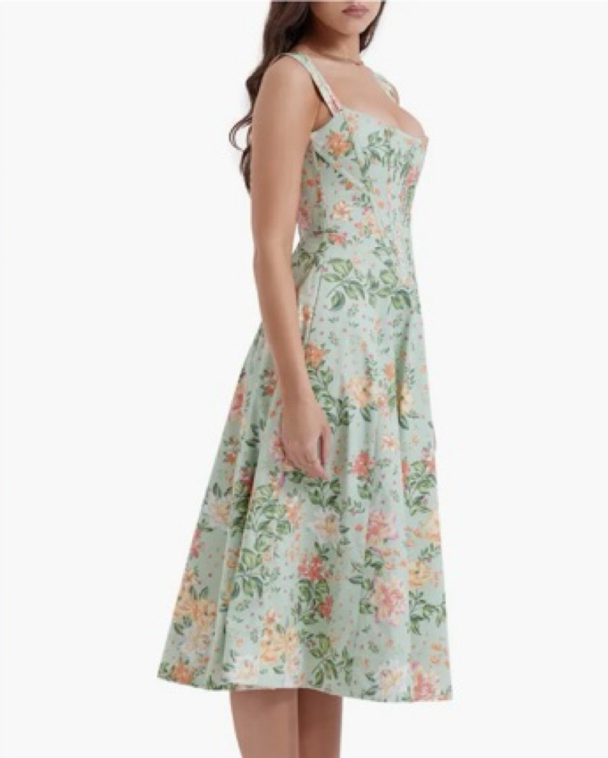 House of CB Floral Lace-Up Corset Dress by House of CB - Pickle