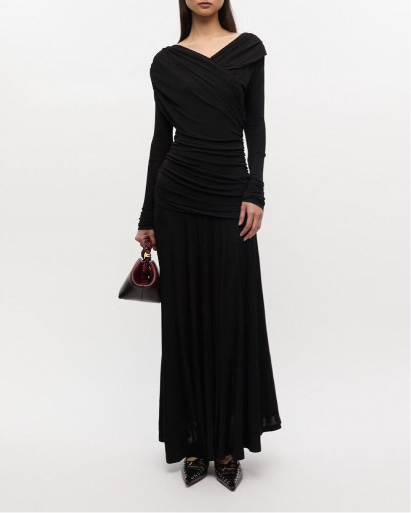 NEW Ganni Black Ruched Dress - Size 8/40 by Ganni - Pickle