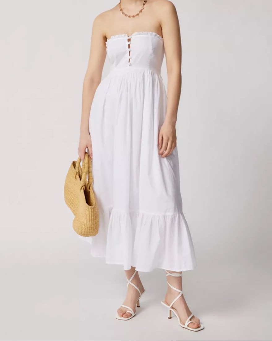Strapless Midi White Dress - Image 1