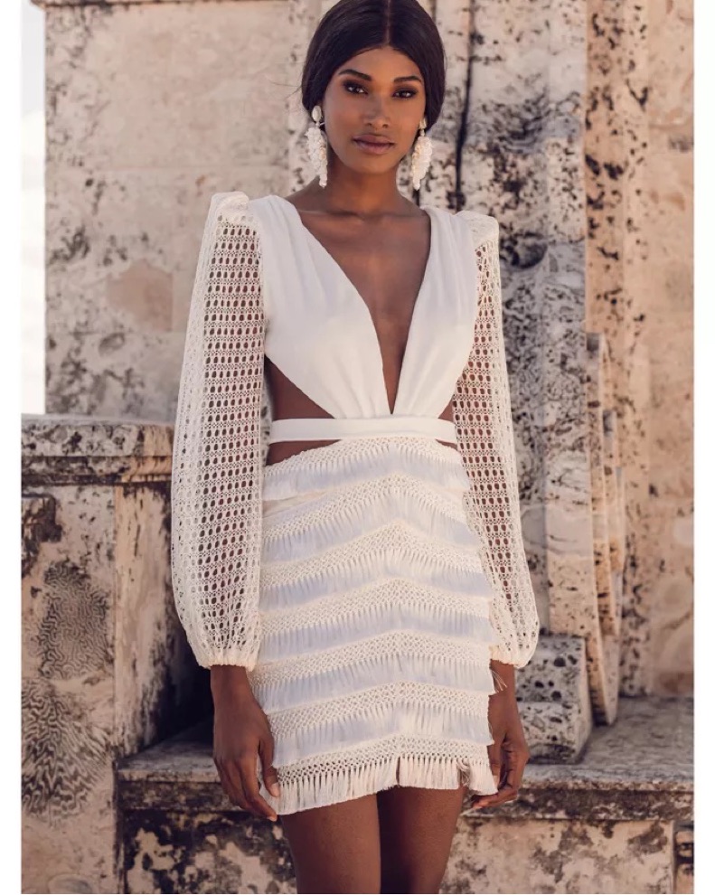 Patbo White Fringe Dress by PatBo
