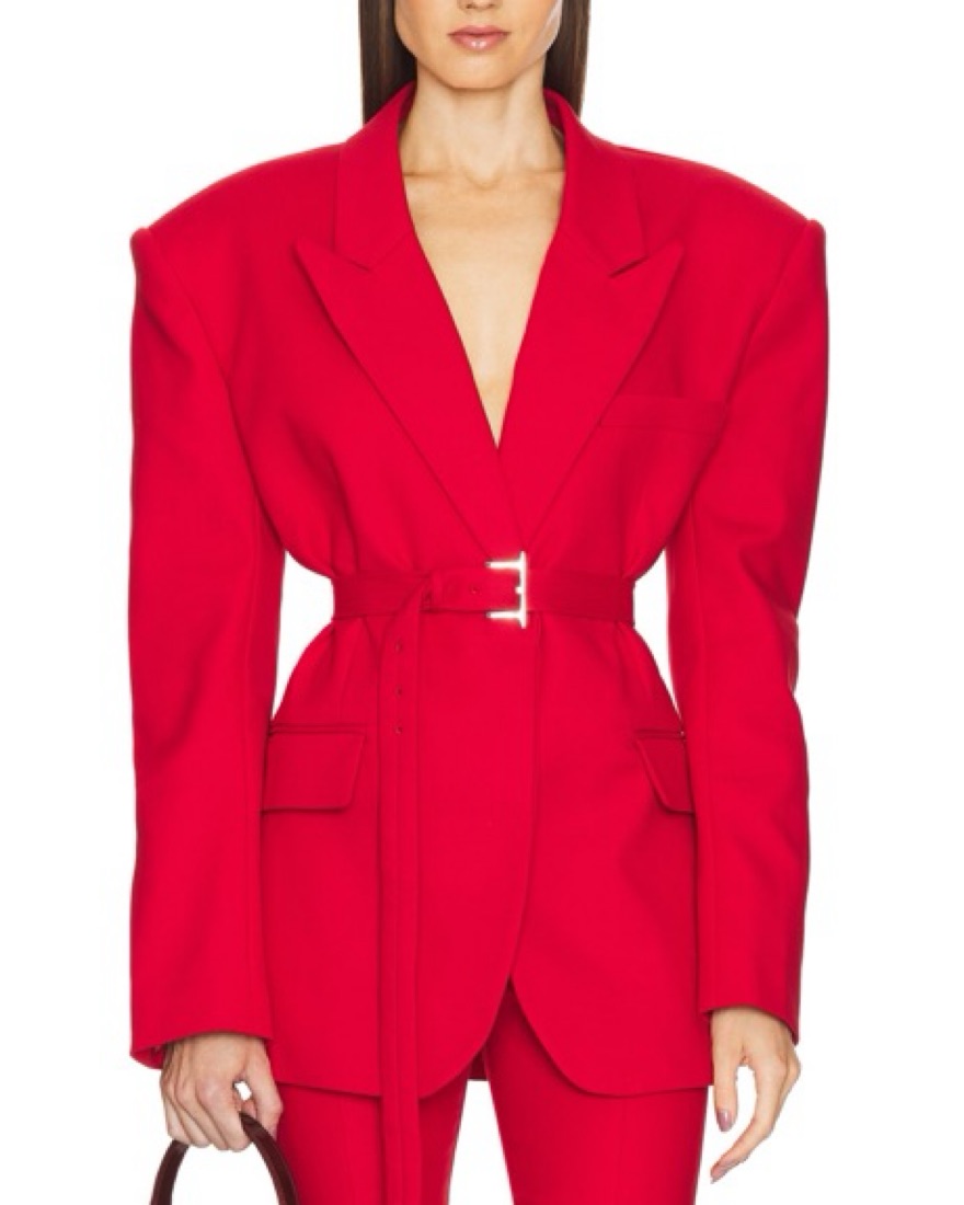 open lace back dress 21SIX Red Rosa Taffeta Feather Blazer Dress main image 0