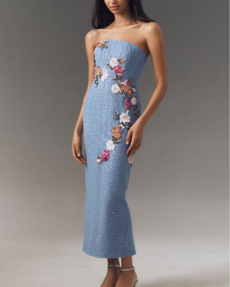 knee length dresses for ladies Nora Strapless Smocked Midi Dress  South Moon Under