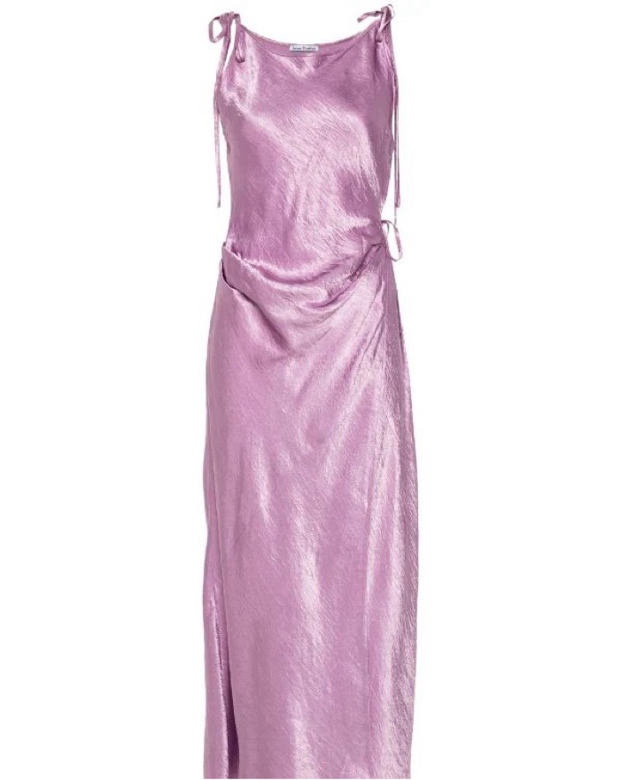 strapless open back dress Rent Acne Studios Lilac Satin Midi Dress