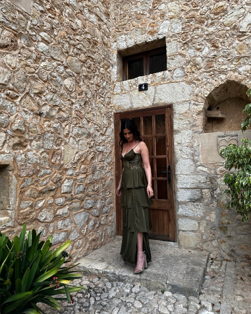 V. Chapman Dakota Gown In Olive Green by V. Chapman - Pickle
