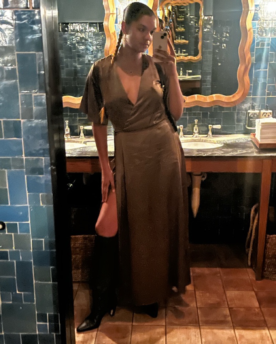 Whimsy & Row Lola Wrap Dress In Olive - Image 1