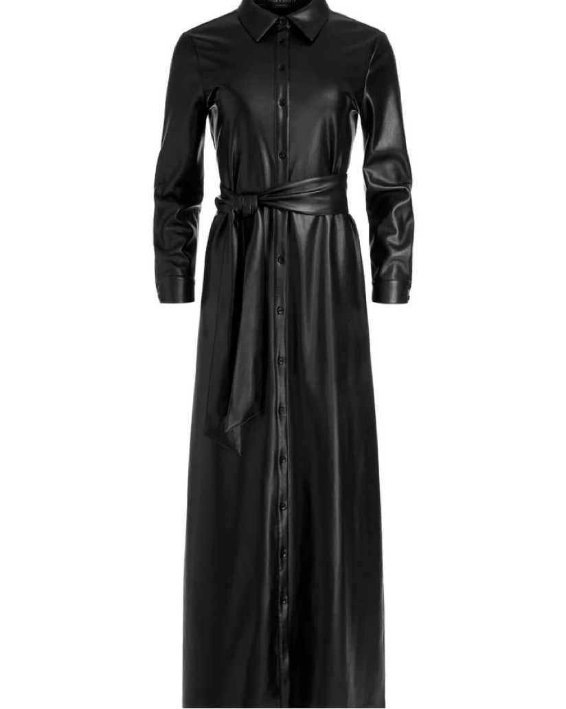 alice and olivia black leather dress Alice + Olivia Frances Vegan Leather Puff Sleeve Mini Dress Black 4 main image 0
