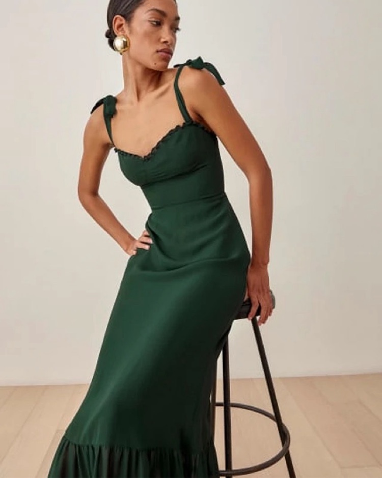 Reformation petites Jansen Green Dress by Reformation - Pickle