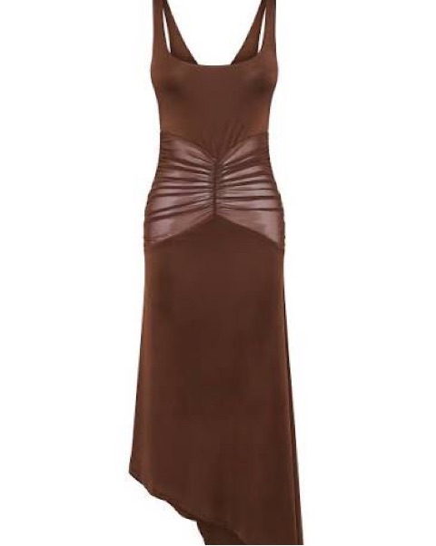 knee length dresses for ladies Cut It Out Mocha Mesh Panel Midi Dress