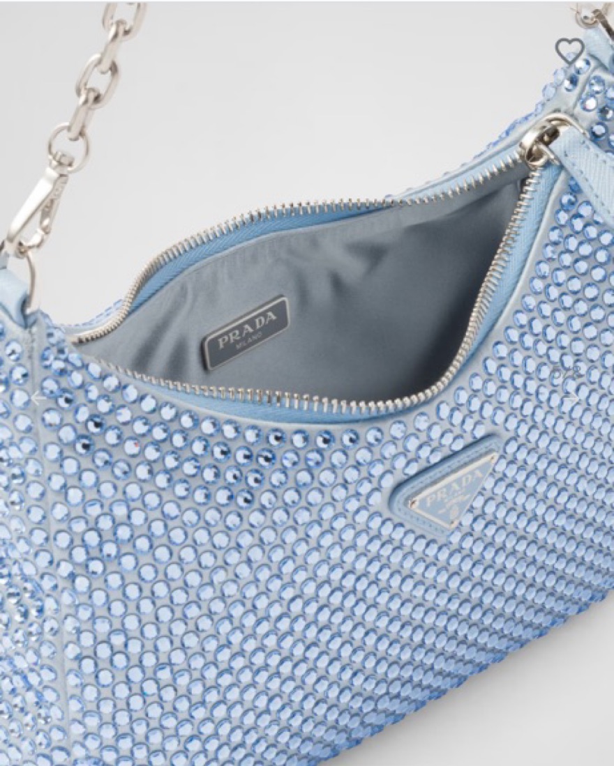 Prada Satin Blue Bag With Crystals - Image 6