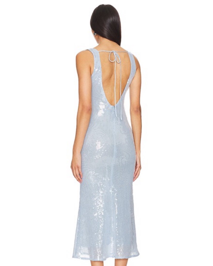 Sequin Midi Dress In Light Blue - Image 5