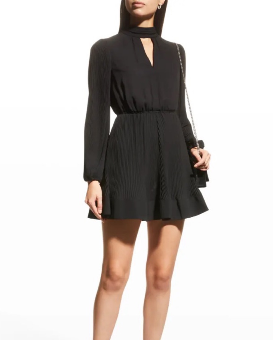 open lace back dress Liv Pleated Long Sleeve Mini Dress in Pink main image 0
