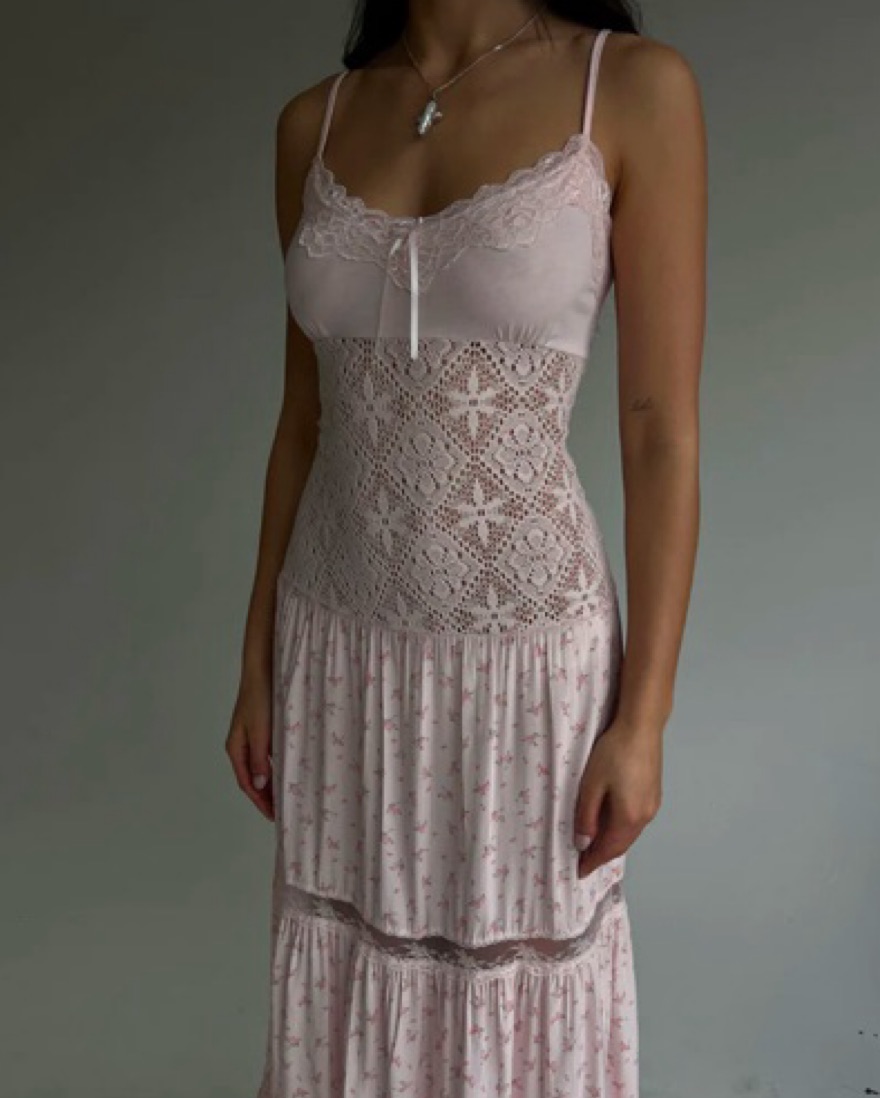 Pink Lace Frankies Bikinis Maxi Dress by Frankies Bikinis - Pickle