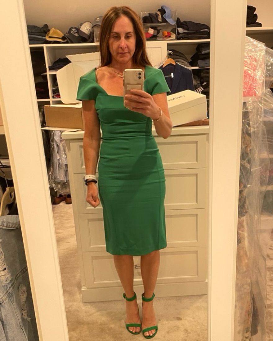 roland mouret green dress Roland Mouret Lime Green One-Shoulder Midi Dress with Split Metal FR 3 –  Sellier