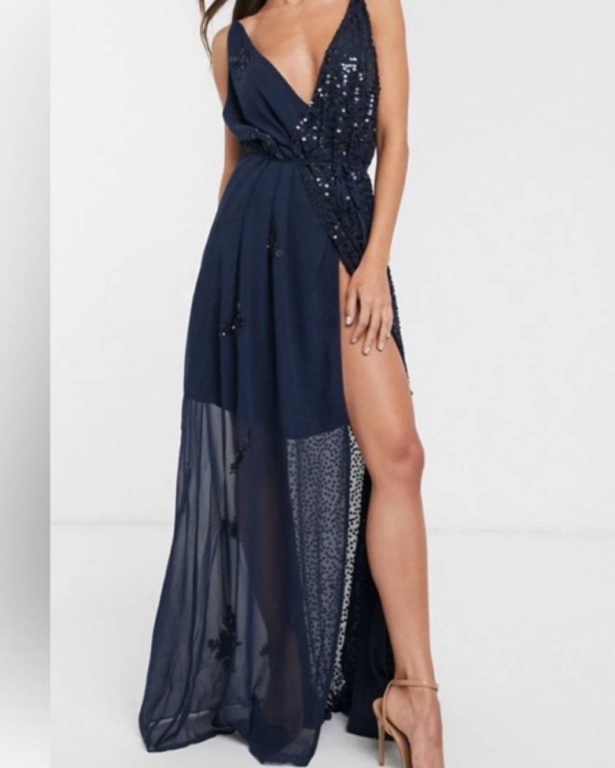 Stunning Navy Sequin Maxi Dress - Image 1