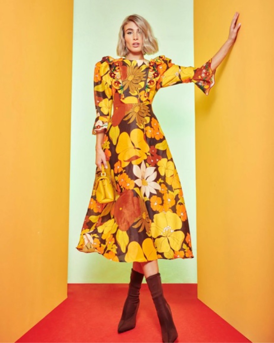 knee length dresses for ladies Vintage Floral Midi Dresses