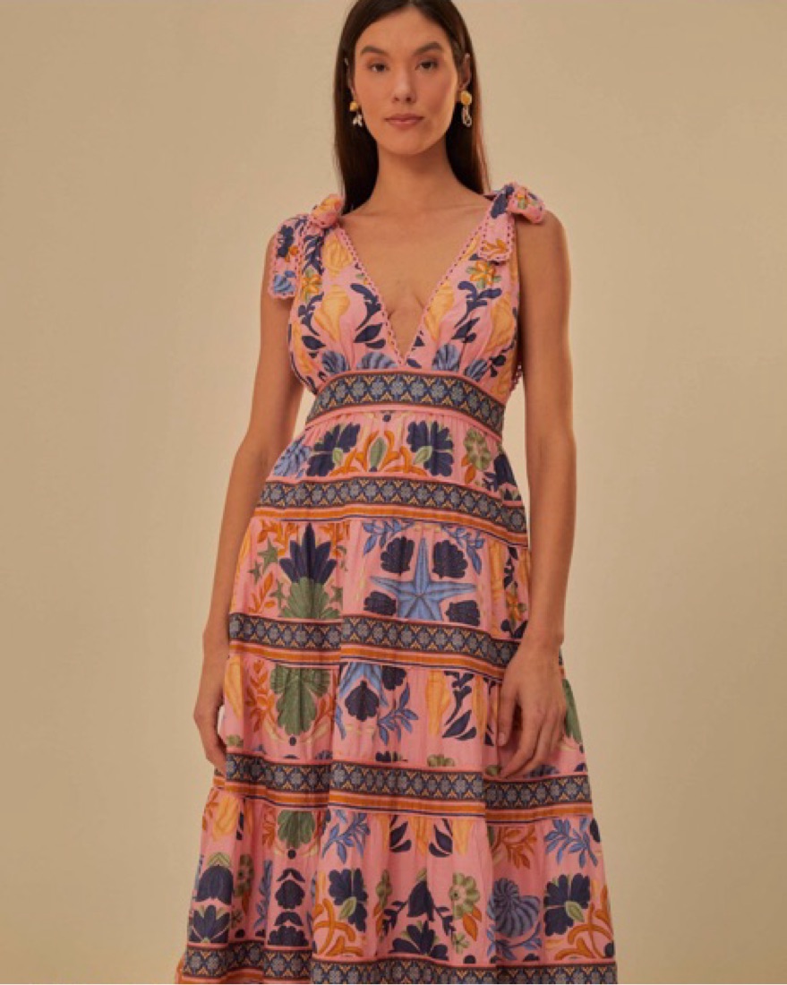 Farm Rio Pink Seashell Midi Dress - Image 3