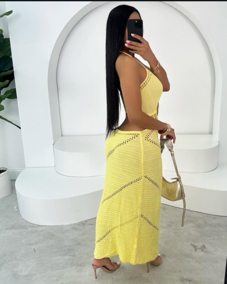 chinese dress ladies Siula Crochet Maxi Dress | Yellow