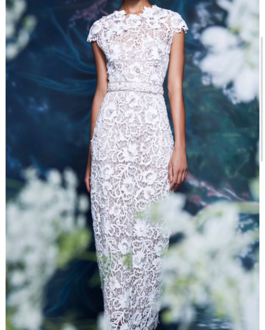 MARCHESA FLORAL LACE EMBROIDERED COLUMN  - Image 4