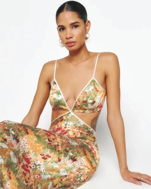 white christmas dresses Reformation // Floral Cutout Dress – VSP Consignment main image 1