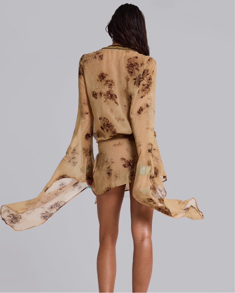 Jaded London Chiffron Wrap Mini Dress by Jaded London - Pickle