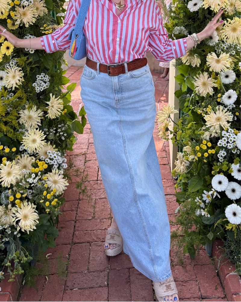 Floor Length Denim Skirt with Slit - Image 5