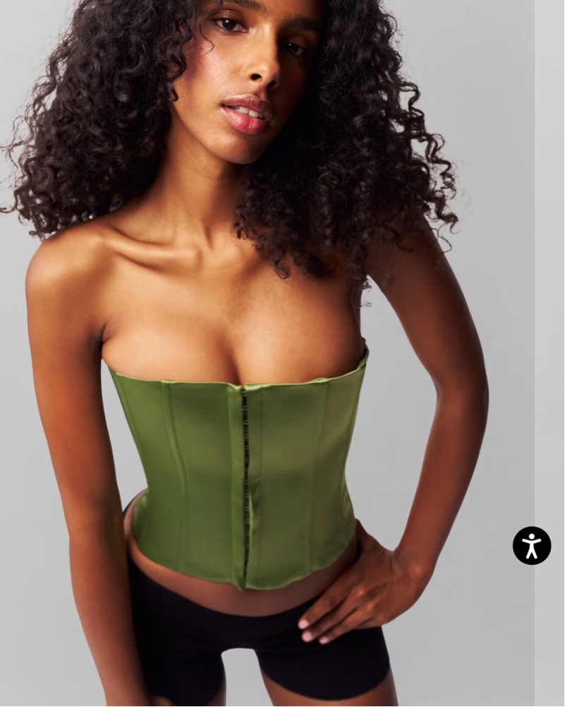 Danielle Guizio Satin Corset In Jardin by Danielle Guizio - Pickle