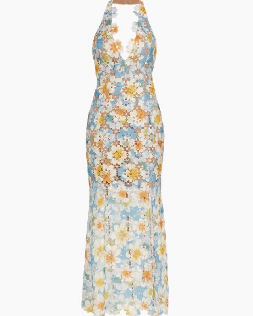 slim fit dress slacks Halter Sequin Floral Lace Fit & Flare Wedding Dress
