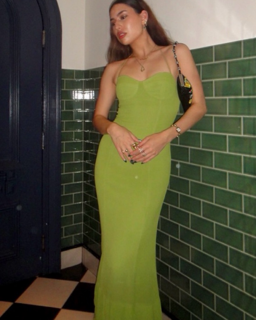slim fit dress slacks Olive Reformation Midi