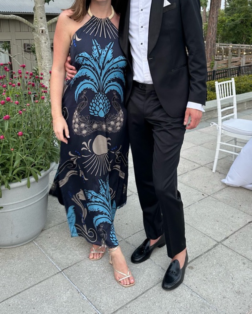 Elegant Tropical Printed Halter Maxi Dress - Image 1