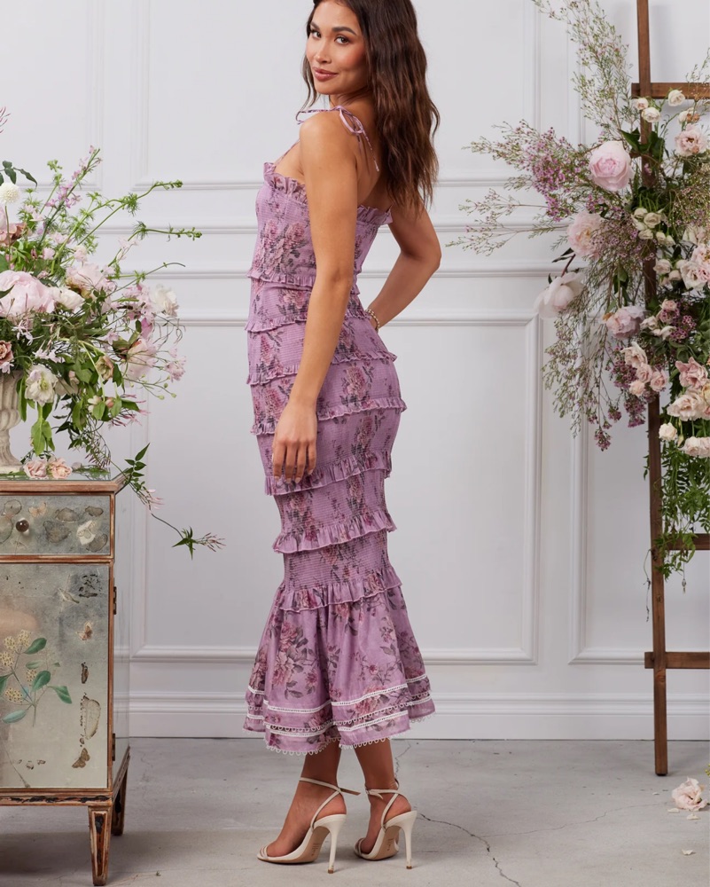 fitted lace wedding dress The Gwen Dress in Lilac Tapestry Rose 2 / Lilac Tapestry Rose main image 1