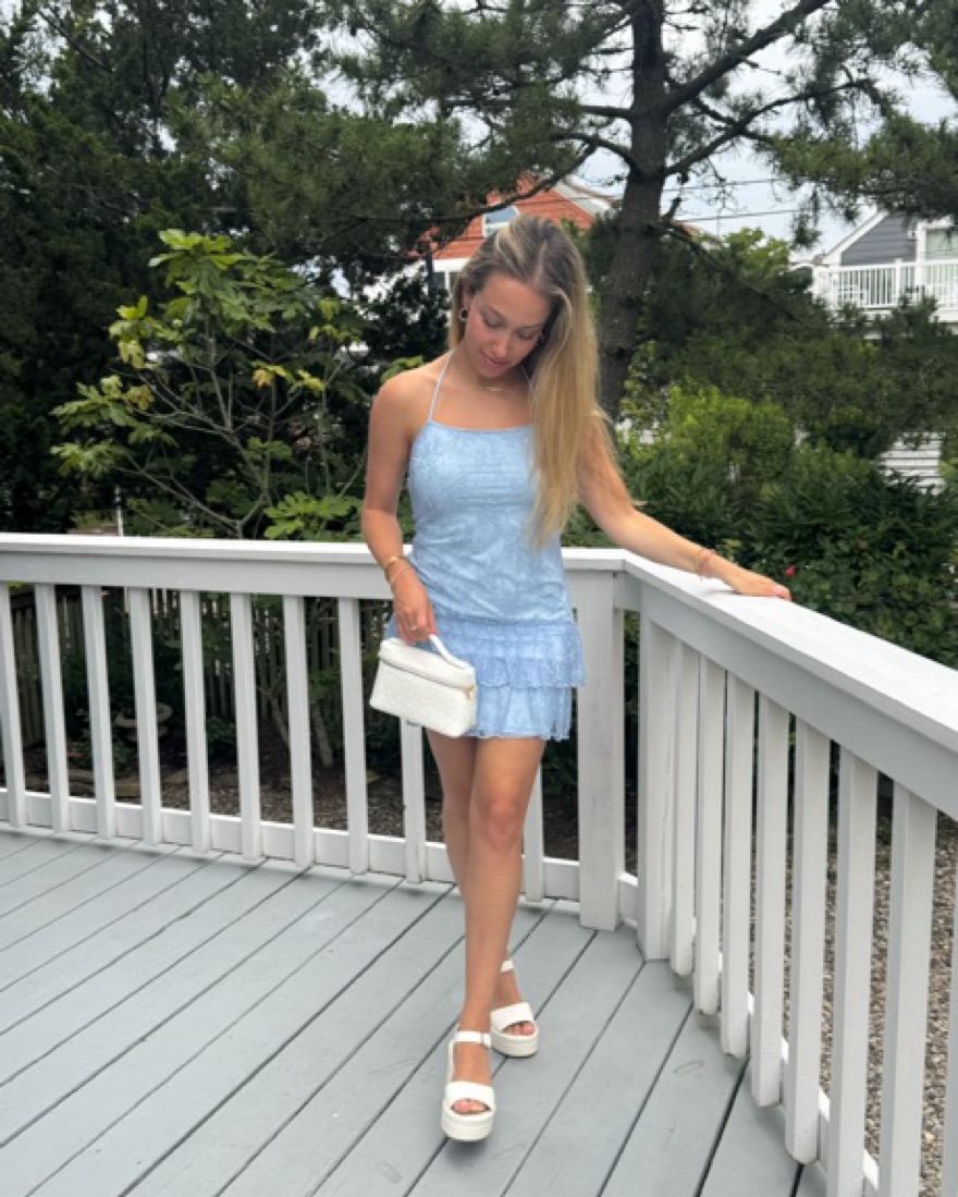 knee length dresses for ladies Elsie Purple Lace and Crepe Mini Dress (Archive Sale) main image 0