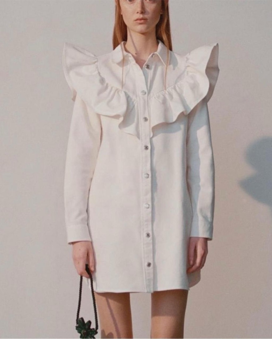 Zara Denim Ruffle Mini Dress by Zara - Pickle