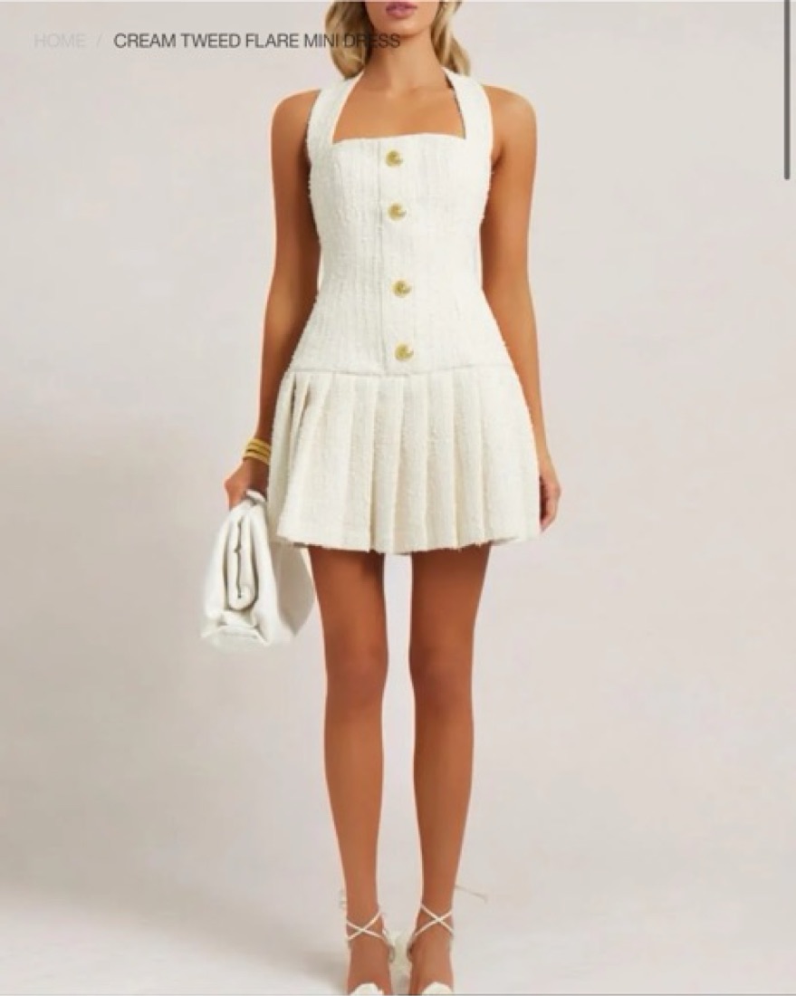 white christmas dresses Loveshackfancy Women's Florencio Tweed Minidress - Cream