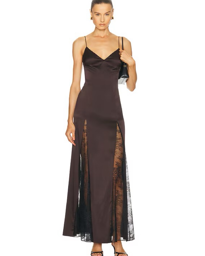 chinese dress ladies Tuscany Maxi Slip Dress ~ Moss Green Luxe Satin – Show Me Your Mumu main image 0