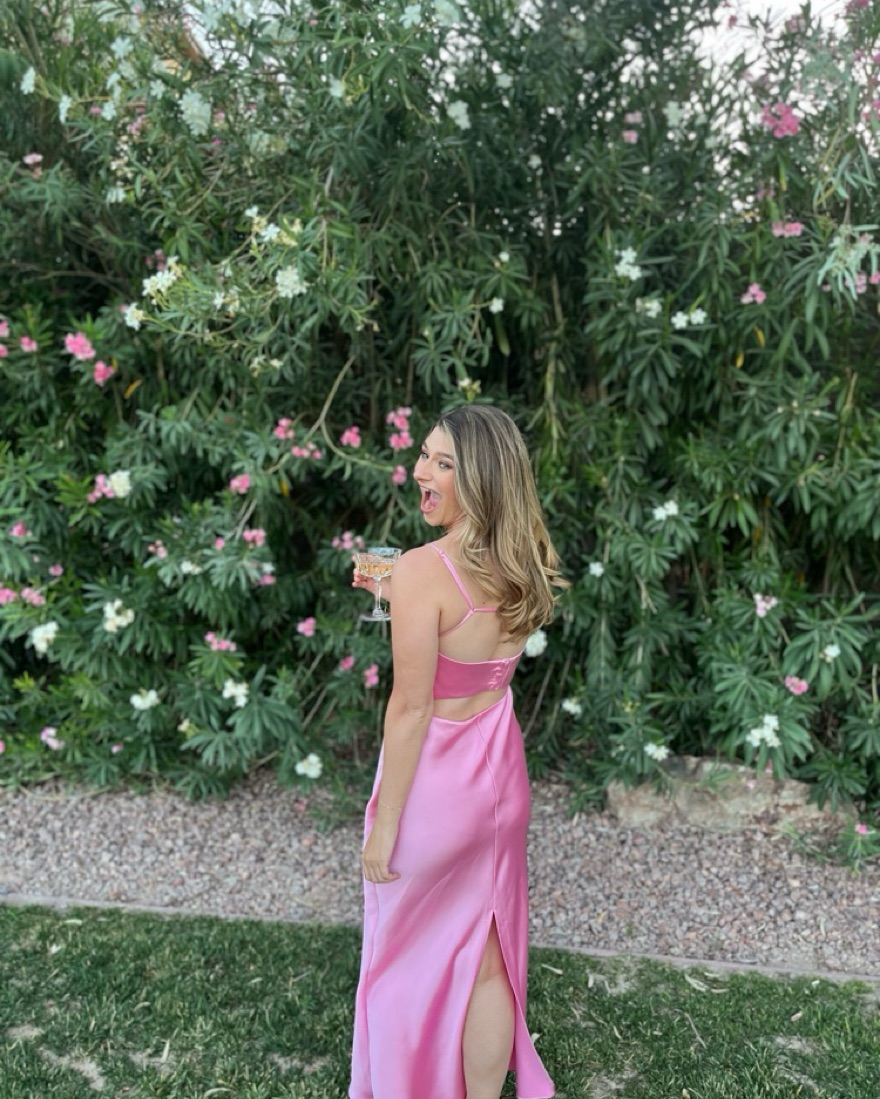 Zara Pink Satin Dress - Image 3