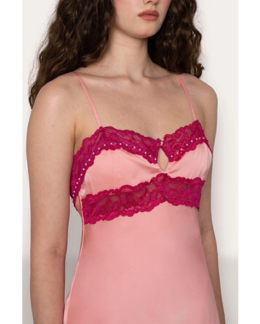strapless open back dress SHIRLEY RAY, vintage 1940s nightgown, Shiny baby pink bias cut rayon s   VINTAGE DRESS CLOSET