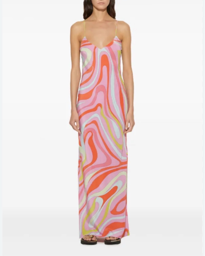 knee length dresses for ladies Emilio Pucci Abstract Printed Silk Dress Size M main image 0