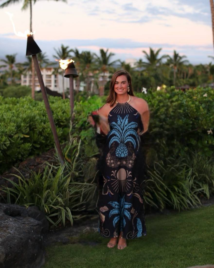 Elegant Tropical Printed Halter Maxi Dress - Image 2