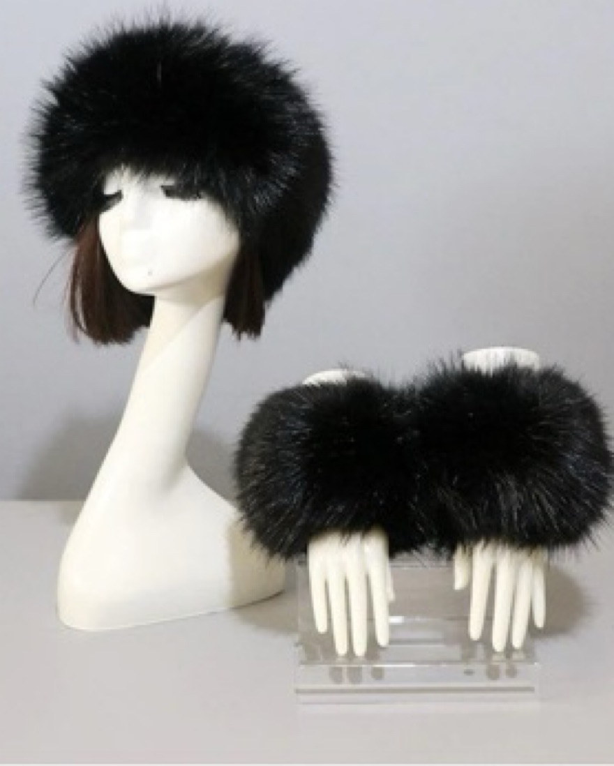 SET: FAUX FUR HEADBAND AND CUFFS - Image 3