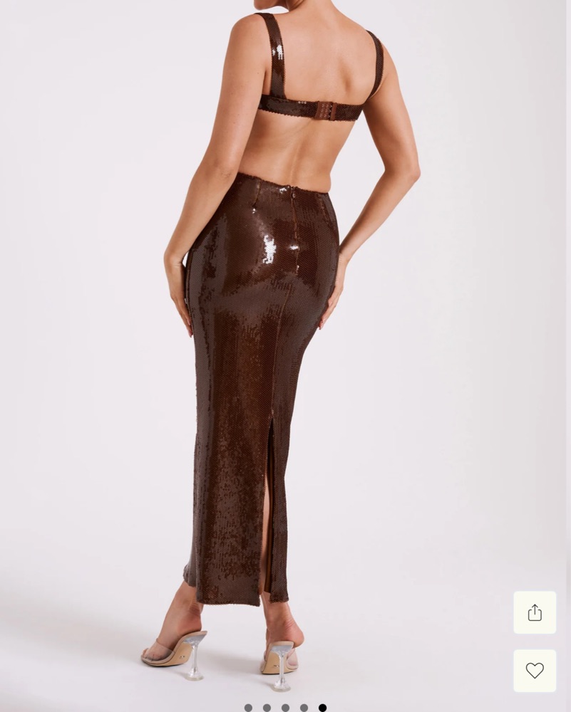 Meshki Brown Adoria Sequin Cut Out Maxi by Meshki - Pickle