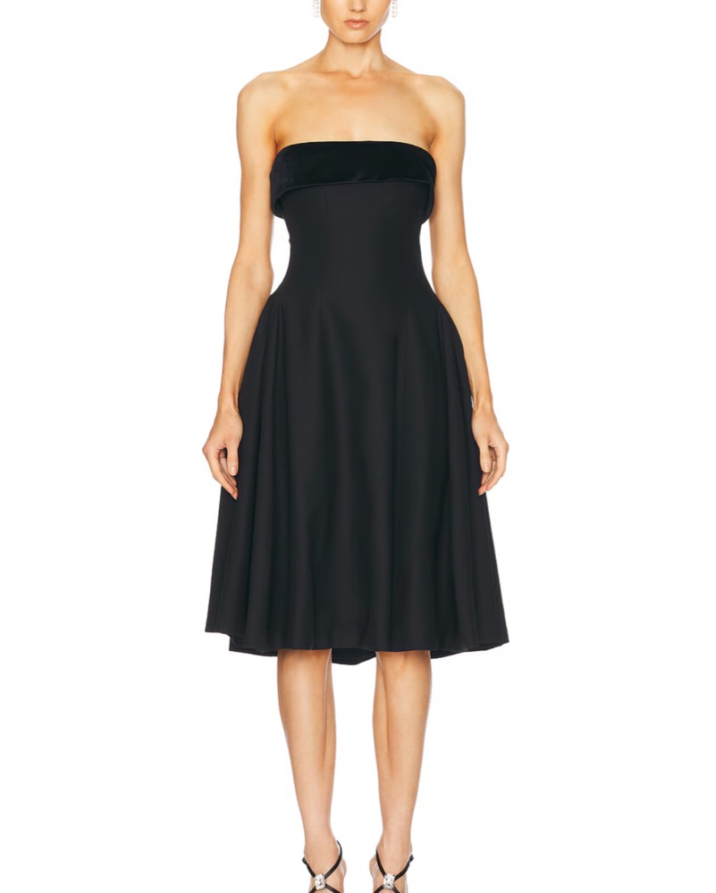 chinese dress ladies Sylvie Strapless Midi Dress - Sage Botanical